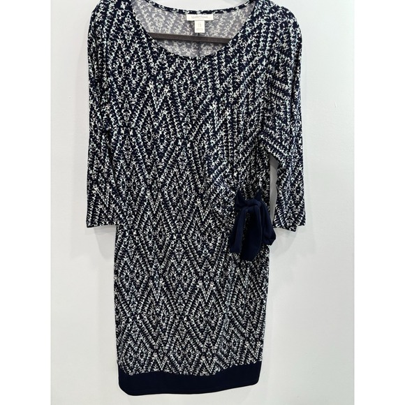 Motherhood Maternity Navy Teal Sheath Dress W/Adjustable Tie Waist Size Large - Picture 6 of 11